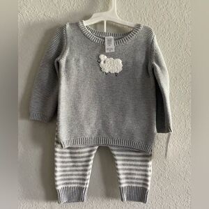 NWT Carter’s baby neutral knit ribbed set sweater and pants sheep 6 months 6m